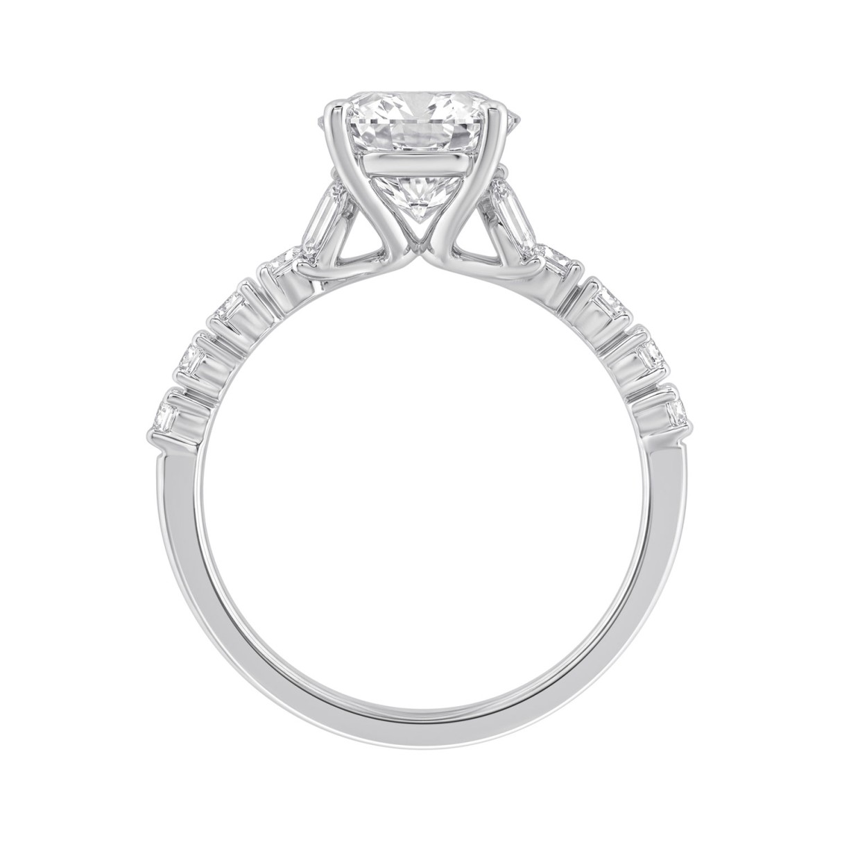 Elegant 14K White Gold Multi Shape Diamond Ladies Ring 2 3/4Ct Oval Marquise Round Bridal Engagement Ring 2Ct Oval Center Stone (Color F-G -Clarity Vs1/Vs2)