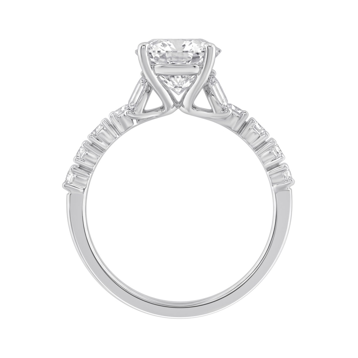Elegant 14K White Gold Multi Shape Diamond Ladies Ring 2 3/4Ct Oval Marquise Round Bridal Engagement Ring 2Ct Oval Center Stone (Color F-G -Clarity Vs1/Vs2)