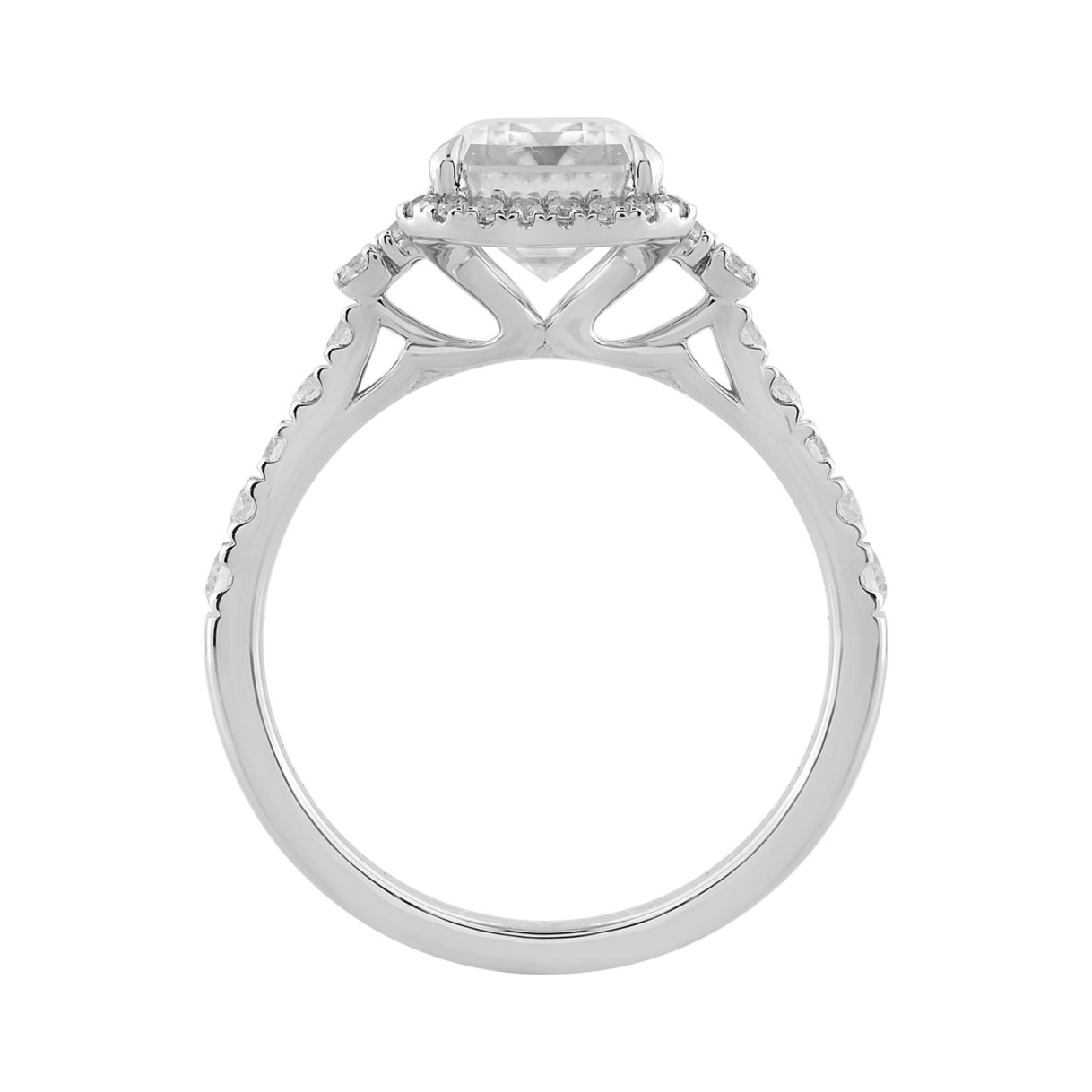 Elegance Ladies 14K White Gold 3 1/2CT Round Lab Grown Diamond Bridal Ring & Emerald Cut Halo Engagement Ring for Women (3.00CT Emerald Center stone (Color F-G -Clarity VS1/VS2))
