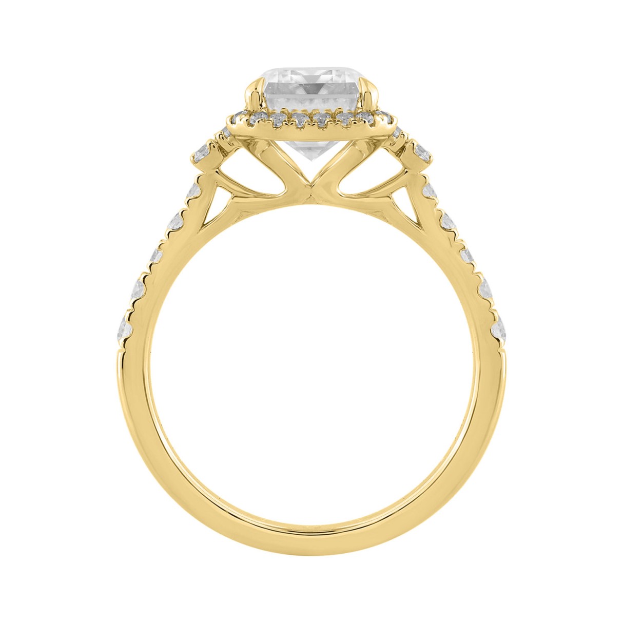14K Yellow Gold 3 1/2Ct Emerald & Round Lab-Grown Diamond Halo Bridal Ring For Women Luxury Engagement Ring 3Ct Emerald Center Stone (Color F-G -Clarity Vs1/Vs2)