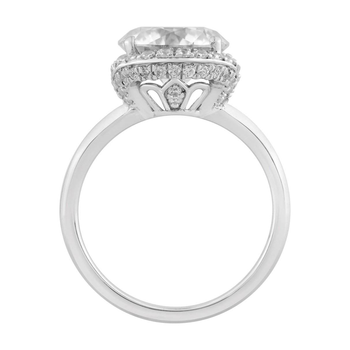 Ladies 3 1/2CT Round Lab Grown Diamond Halo Bridal Engagement Ring in 14K White Gold for Women (3.00CT Round Center stone (Color F-G -Clarity VS1/VS2))