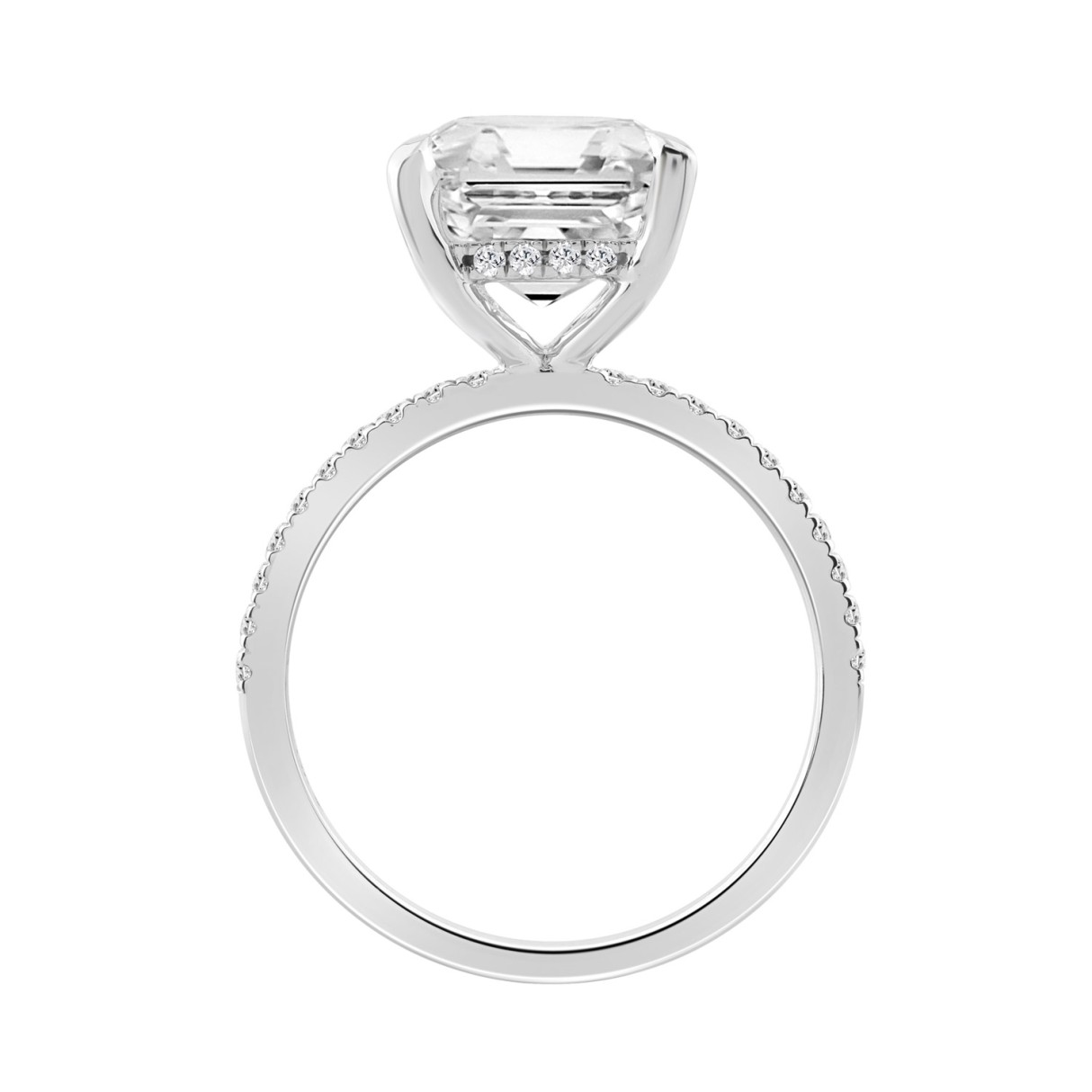 14K WHITE GOLD 4 1/4CT ROUND/CUSHION DIAMOND LADIES RING (CENTER STONE CUSHION DIAMOND 4.00CT)