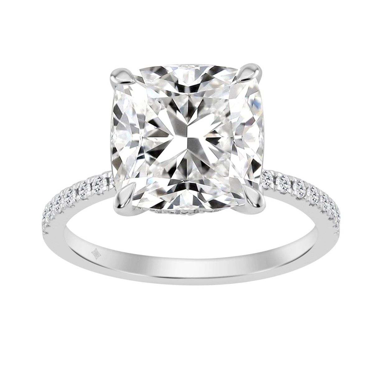 14K WHITE GOLD 5 1/4CT ROUND/CUSHION DIAMOND LADIE...