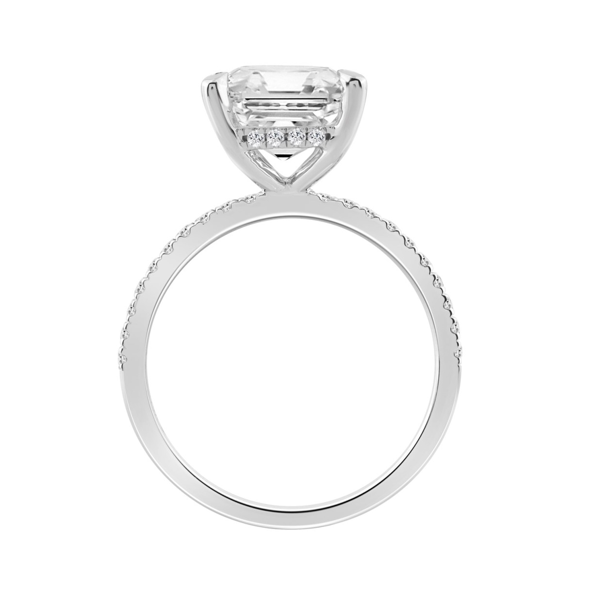 14K WHITE GOLD 5 1/4CT ROUND/CUSHION DIAMOND LADIES RING (CENTER STONE CUSHION DIAMOND 5.00CT)