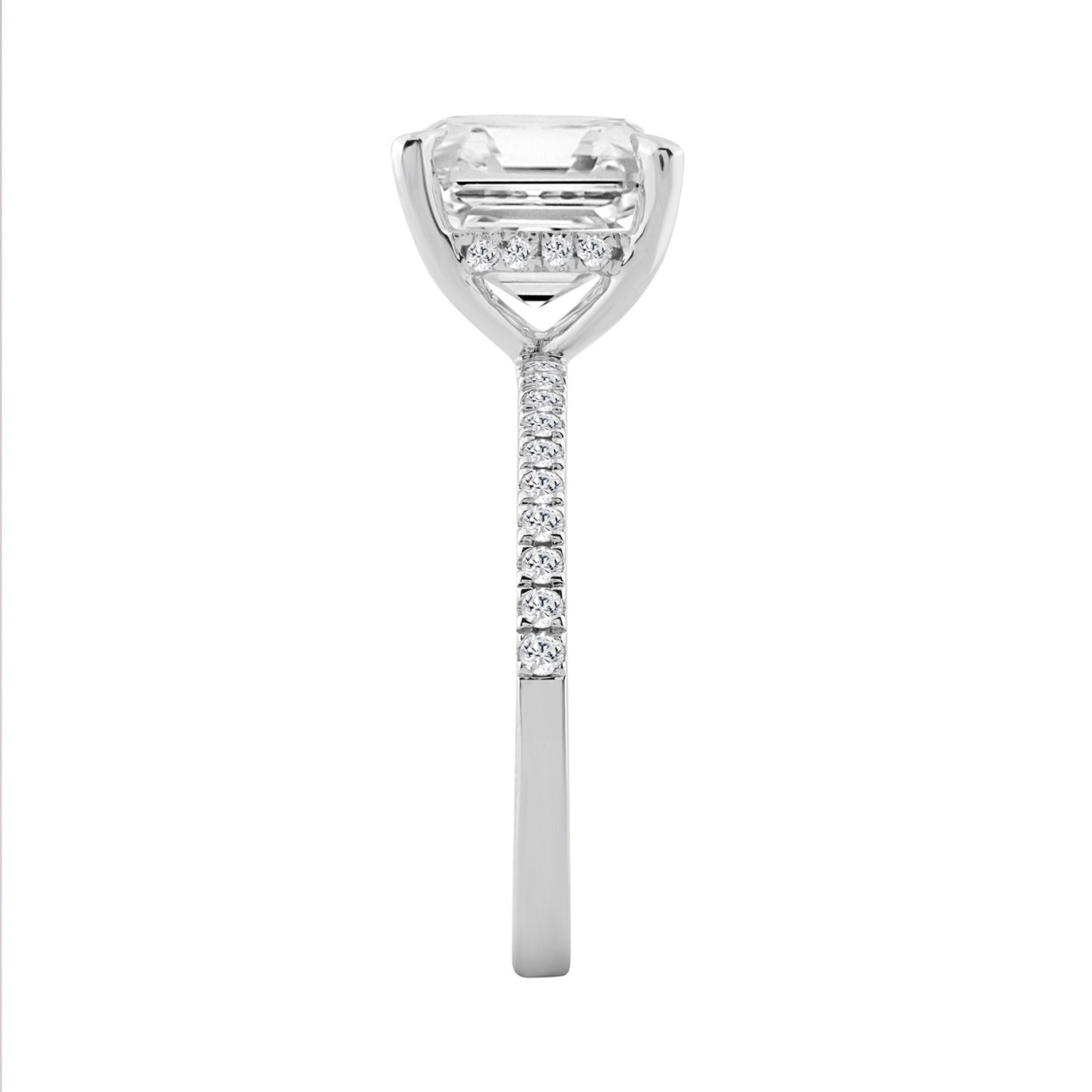 14K WHITE GOLD 5 1/4CT ROUND/CUSHION DIAMOND LADIES RING (CENTER STONE CUSHION DIAMOND 5.00CT)