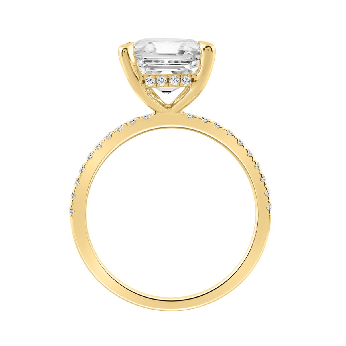 14K YELLOW GOLD 5 1/4CT ROUND/CUSHION DIAMOND LADIES RING (CENTER STONE CUSHION DIAMOND 5.00CT)
