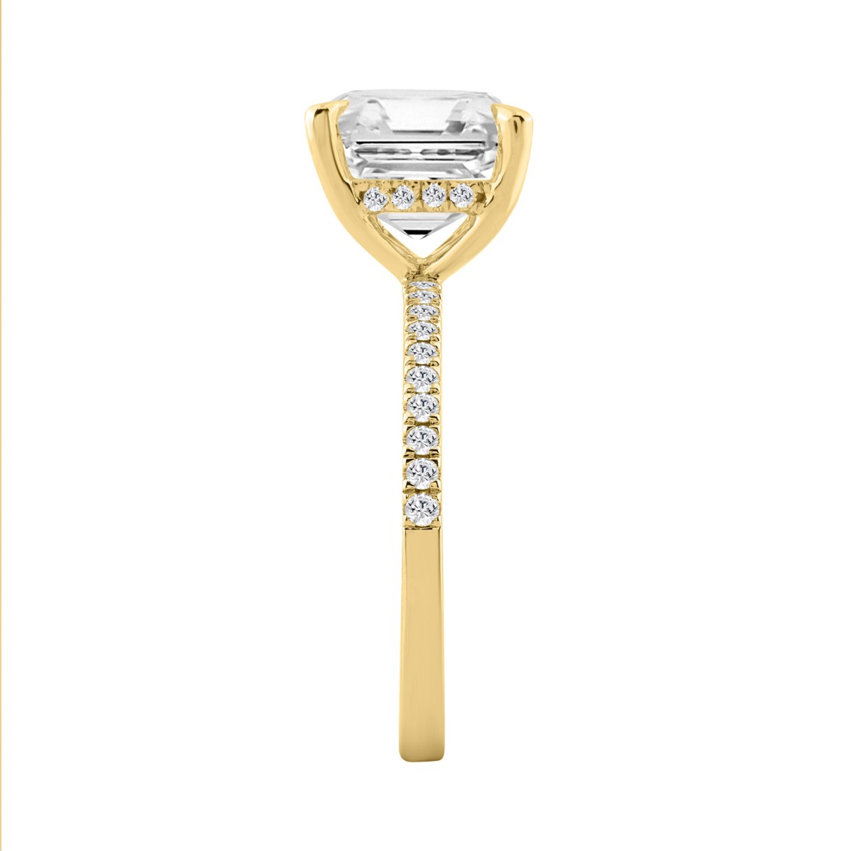 14K YELLOW GOLD 5 1/4CT ROUND/CUSHION DIAMOND LADIES RING (CENTER STONE CUSHION DIAMOND 5.00CT)