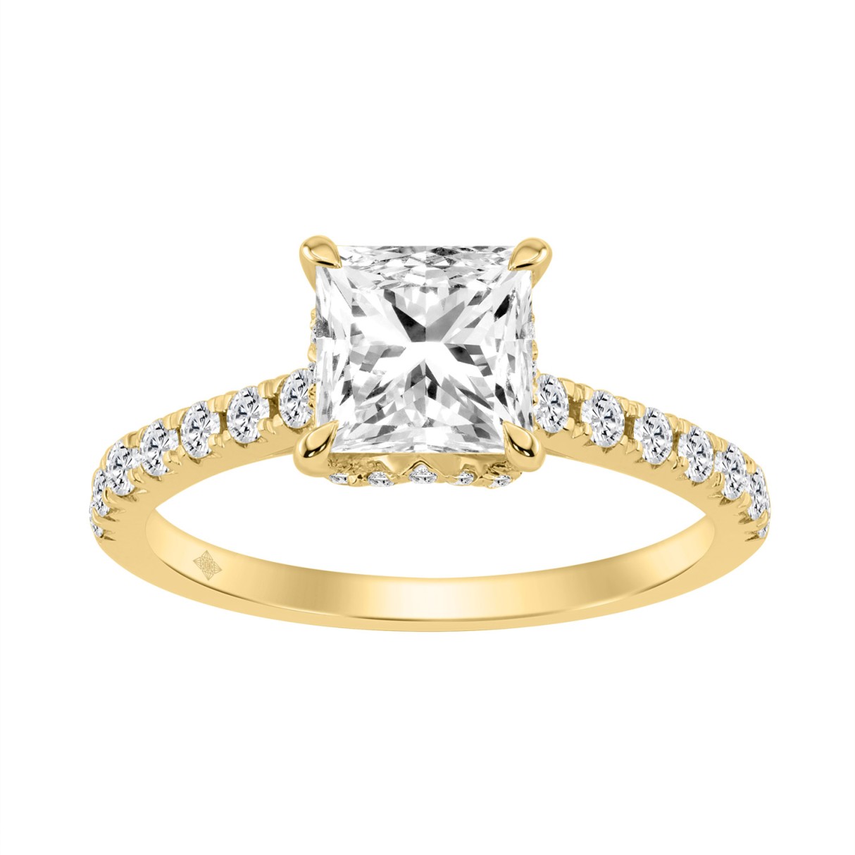 14K YELLOW GOLD 2.00CT ROUND/PRINCESS DIAMOND LADIES RING (CENTER STONE PRINCESS DIAMOND 1 1/2CT)