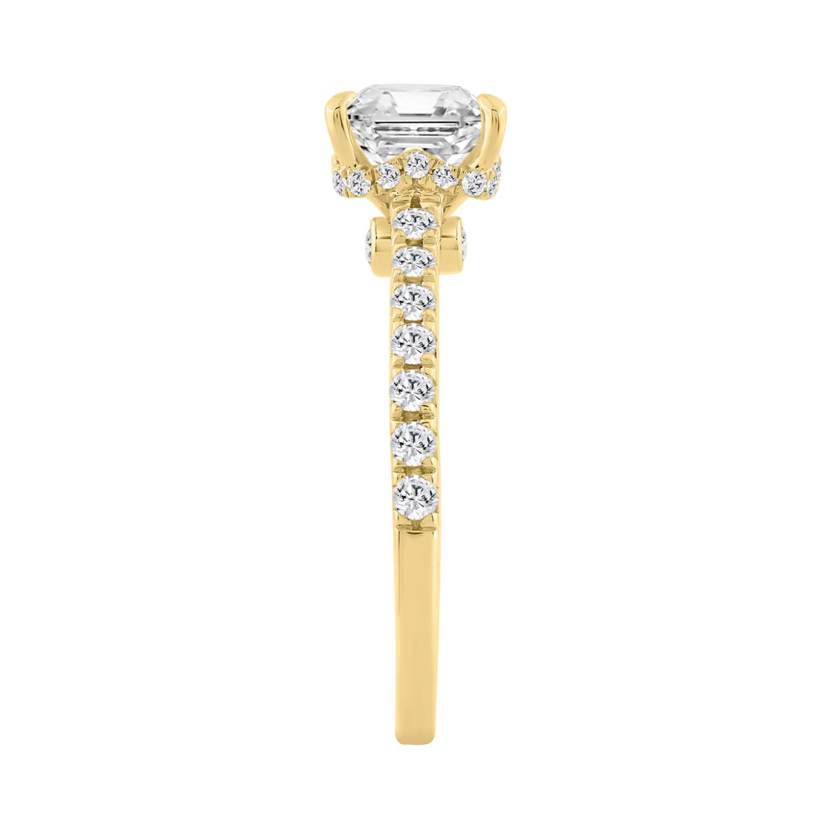 14K YELLOW GOLD 2.00CT ROUND/PRINCESS DIAMOND LADIES RING (CENTER STONE PRINCESS DIAMOND 1 1/2CT)