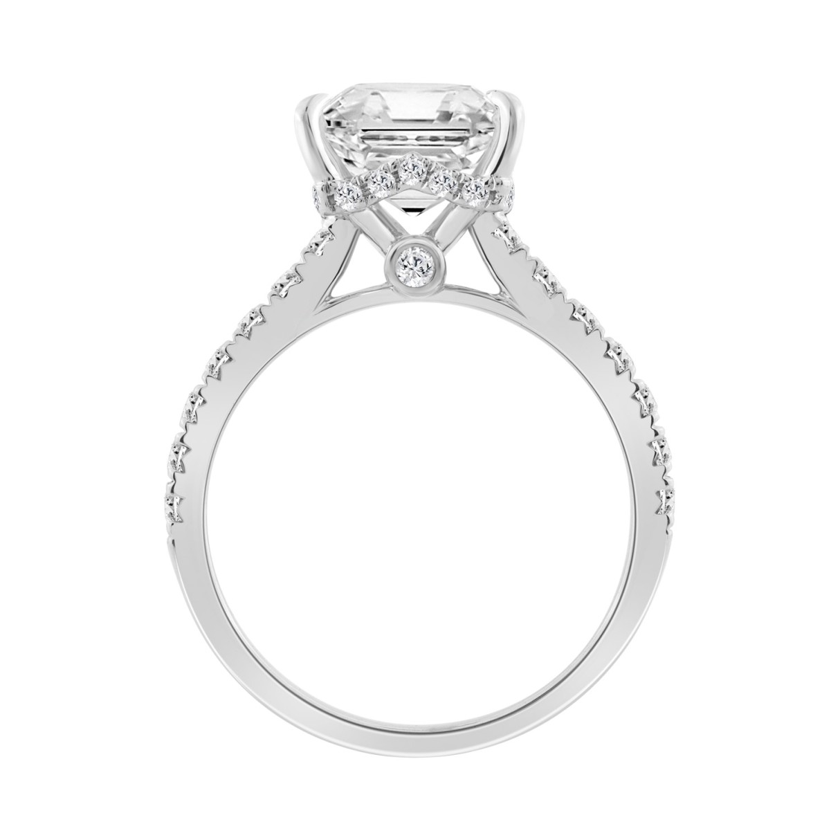 14K WHITE GOLD 3 1/2CT ROUND/PRINCESS DIAMOND LADIES RING (CENTER STONE PRINCESS DIAMOND 3.00CT)