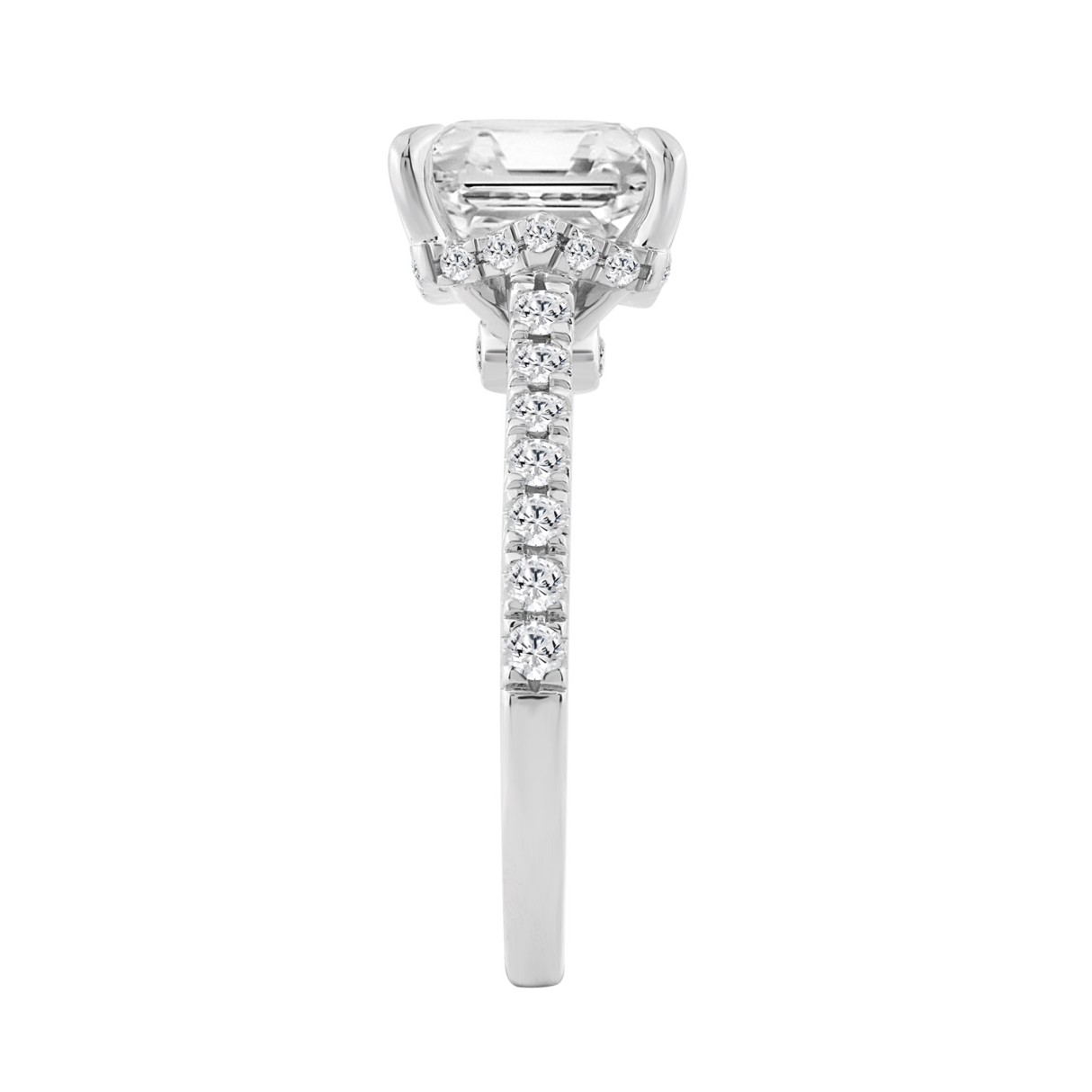 14K WHITE GOLD 3 1/2CT ROUND/PRINCESS DIAMOND LADIES RING (CENTER STONE PRINCESS DIAMOND 3.00CT)