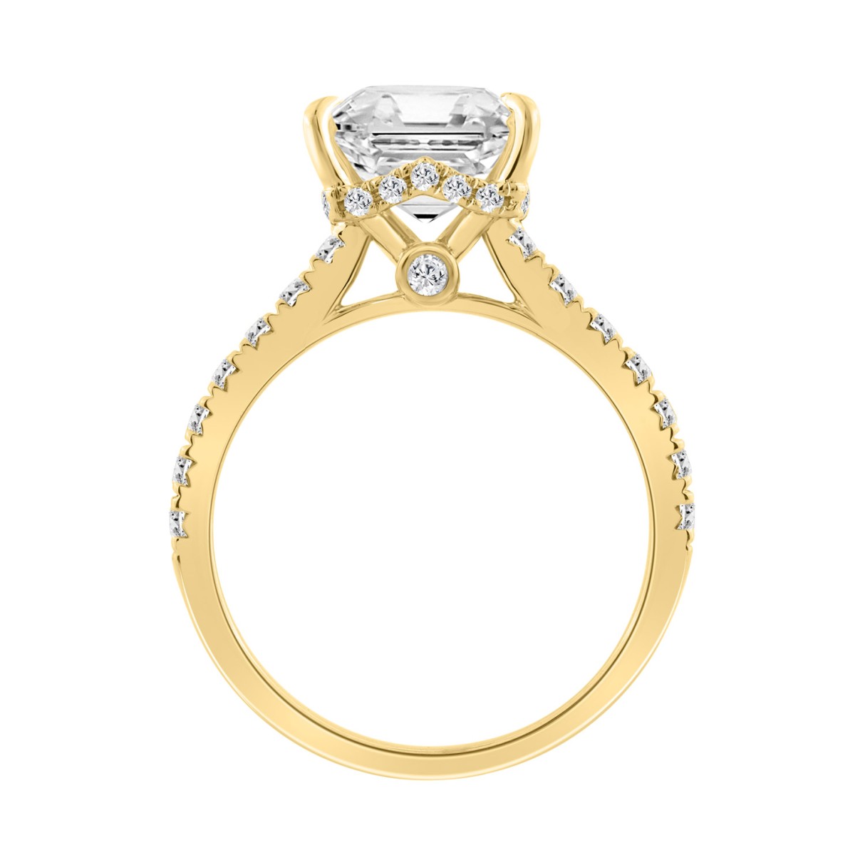 14K YELLOW GOLD 3 1/2CT ROUND/PRINCESS DIAMOND LADIES RING (CENTER STONE PRINCESS DIAMOND 3.00CT)