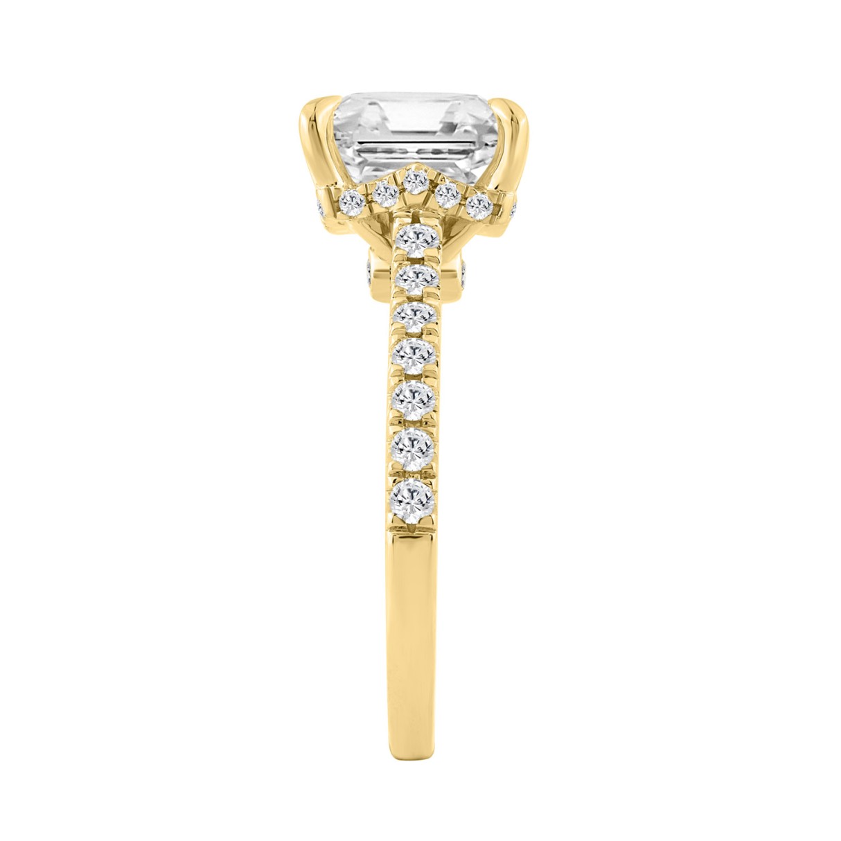 14K YELLOW GOLD 3 1/2CT ROUND/PRINCESS DIAMOND LADIES RING (CENTER STONE PRINCESS DIAMOND 3.00CT)