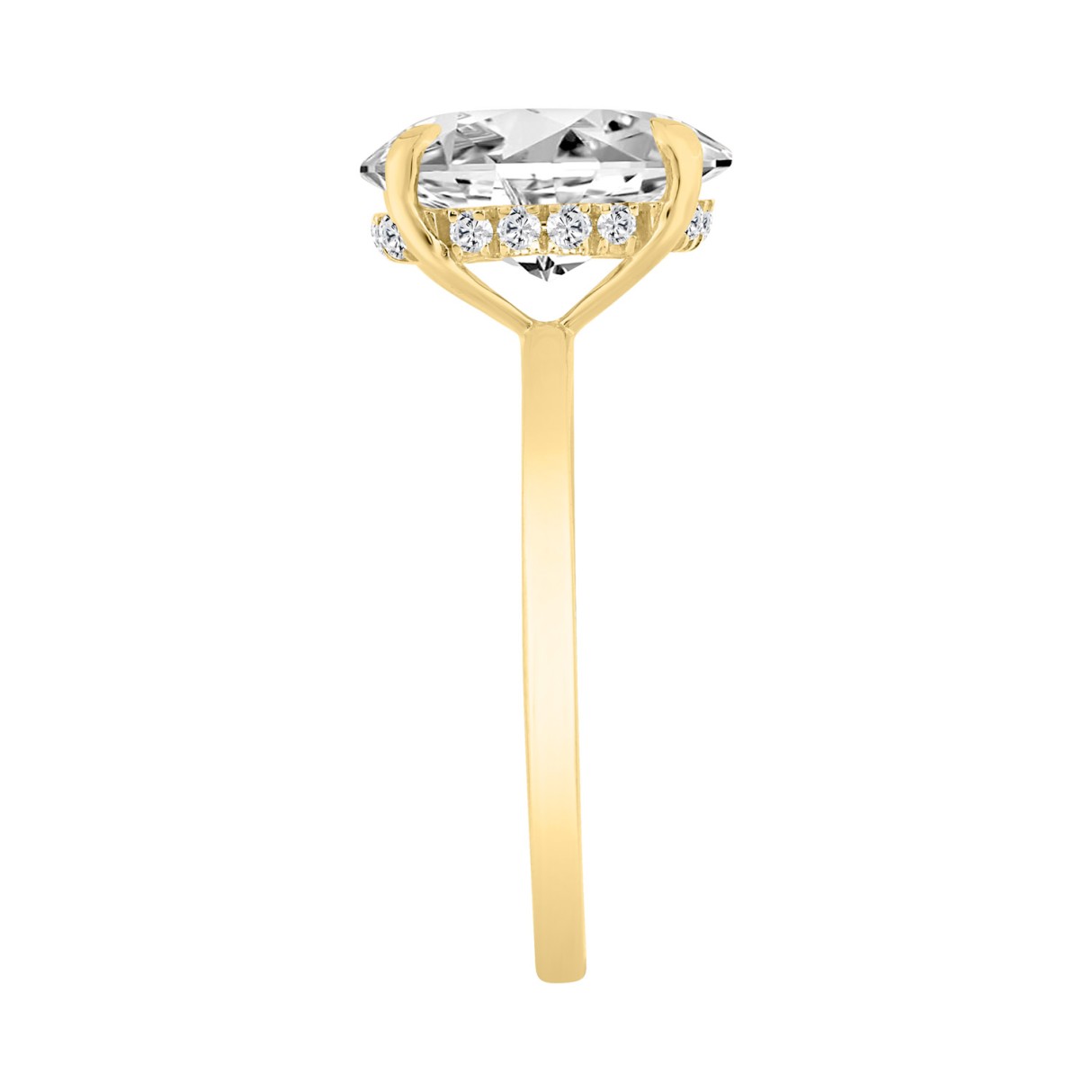 14K YELLOW GOLD 4 3/4CT ROUND/OVAL DIAMOND LADIES RING (CENTER STONE OVAL DIAMOND 4.00CT)