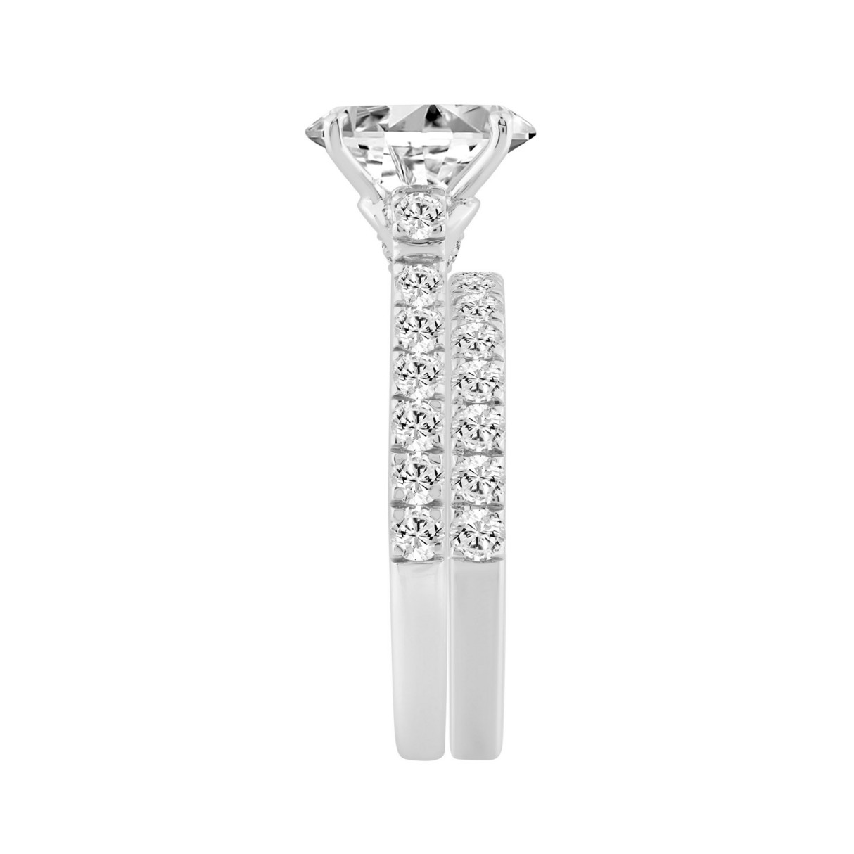 14K WHITE GOLD 2 1/2CT ROUND/OVAL DIAMOND LADIES BRIDAL SET (CENTER STONE OVAL DIAMOND 1 1/2CT)