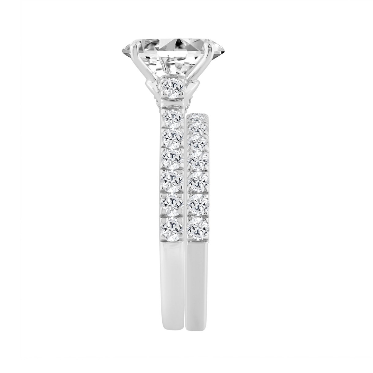 14K WHITE GOLD 2 1/2CT ROUND/OVAL DIAMOND LADIES BRIDAL SET (CENTER STONE OVAL DIAMOND 1 1/2CT)