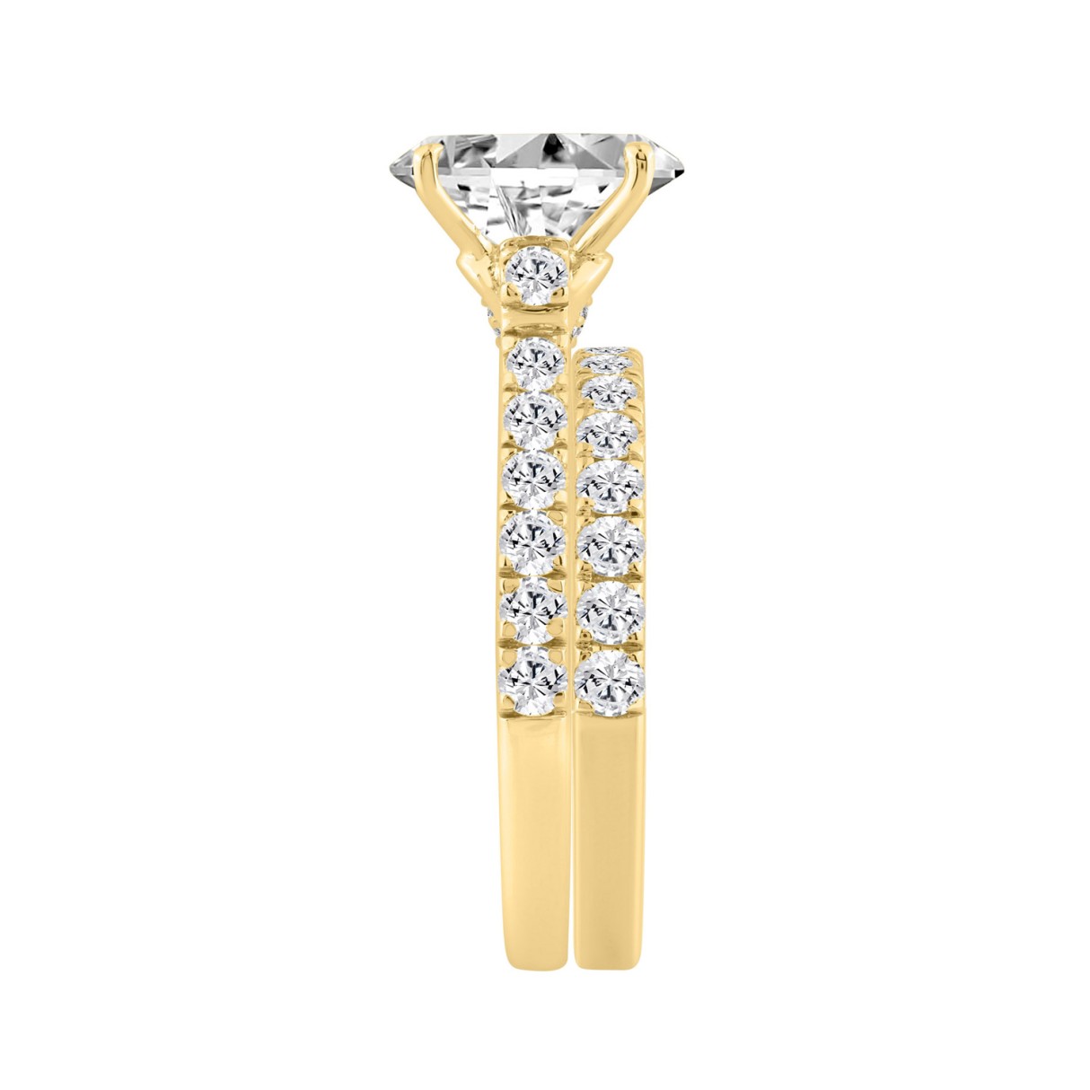 14K YELLOW GOLD 2 1/2CT ROUND/OVAL DIAMOND LADIES BRIDAL SET (CENTER STONE OVAL DIAMOND 1 1/2CT)