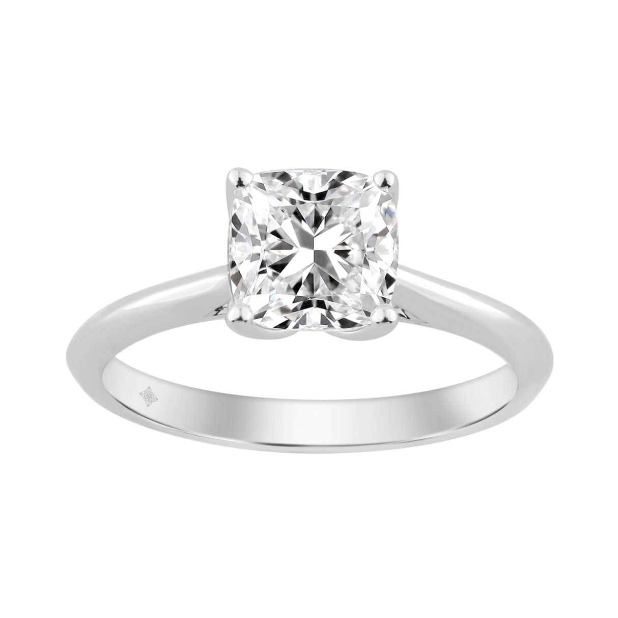 14K WHITE GOLD 1 1/2CT CUSHION DIAMOND LADIES RING 