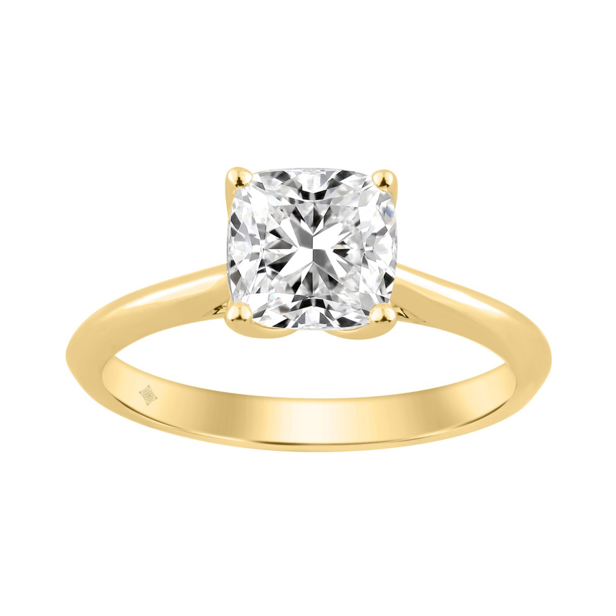 14K YELLOW GOLD 1 1/2CT CUSHION DIAMOND LADIES RING 