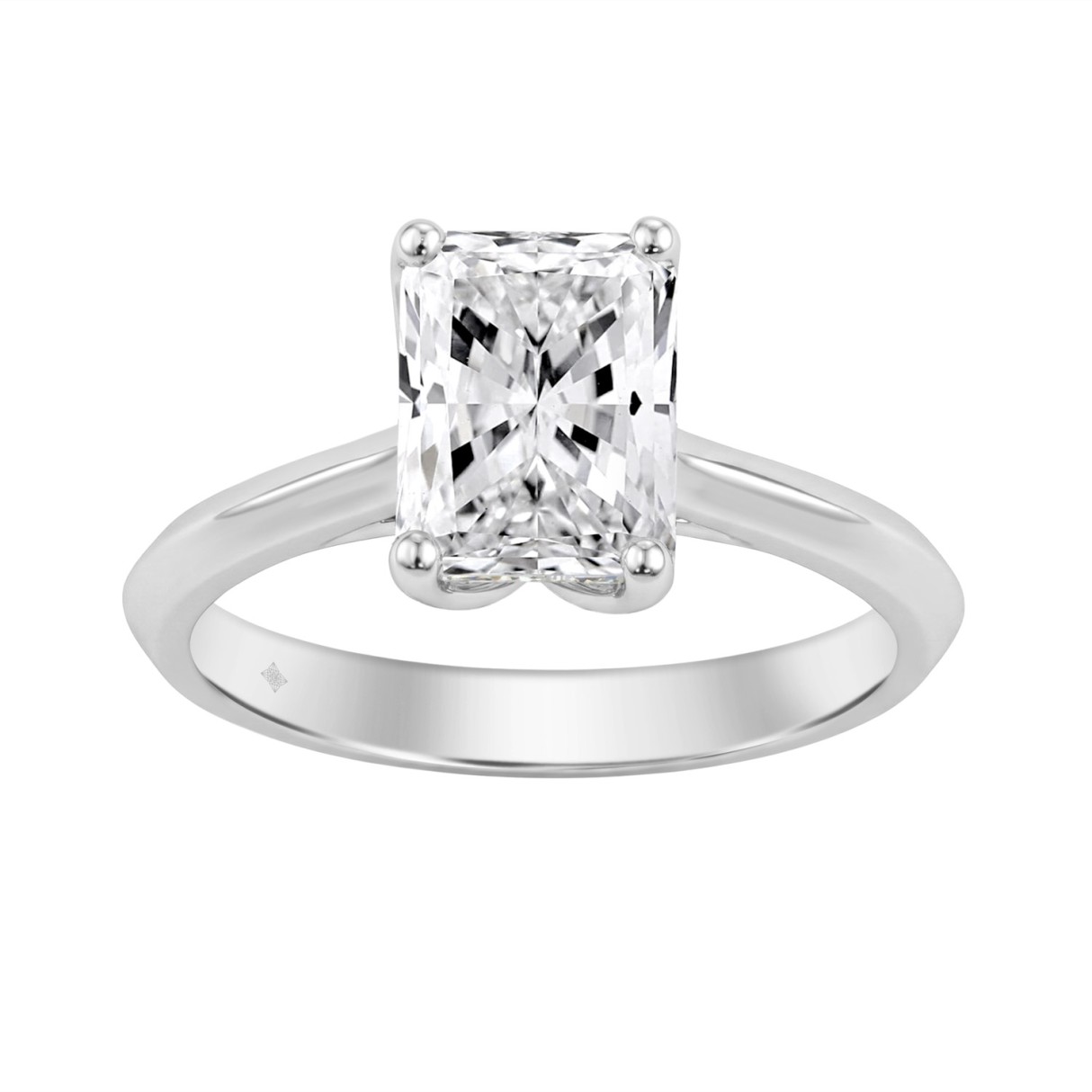 14K WHITE GOLD 2 1/2CT RADIANT DIAMOND LADIES RING 