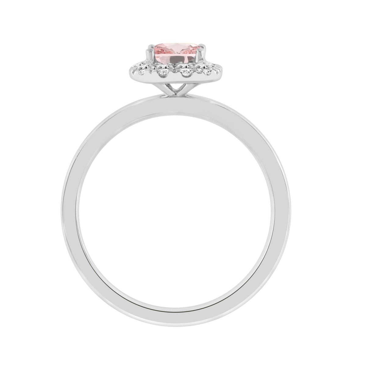 14K WHITE GOLD 3/4CT ROUND/PINK PRINCESS DIAMOND LADIES RING 