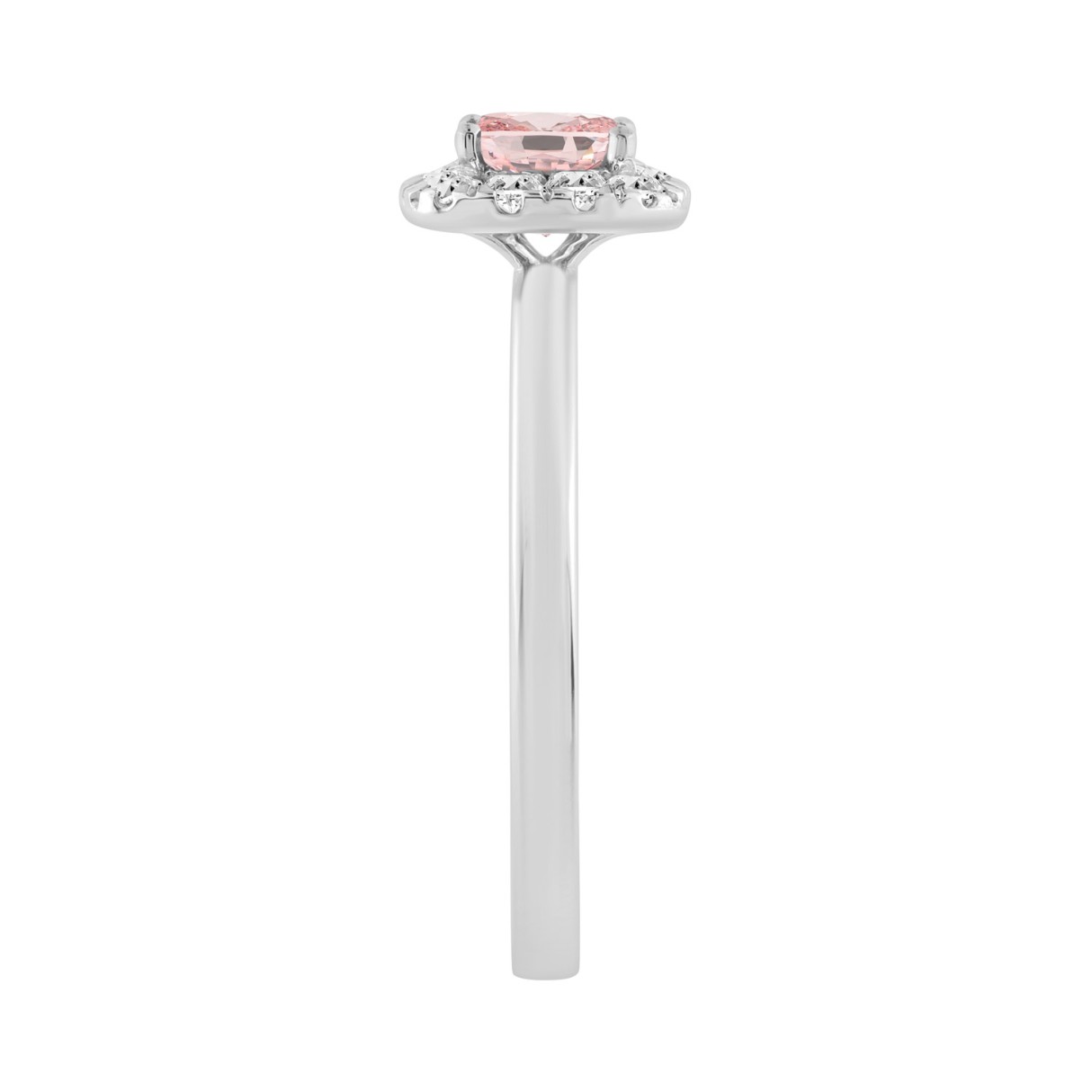 14K WHITE GOLD 3/4CT ROUND/PINK PRINCESS DIAMOND LADIES RING 