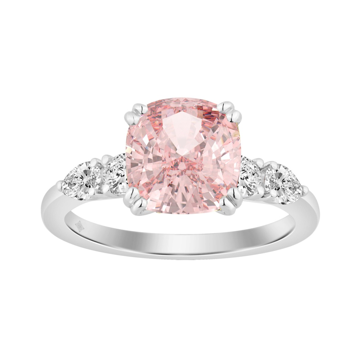 14K WHITE GOLD 3 1/2CT OVAL/PINK CUSHION/PEAR DIAM...