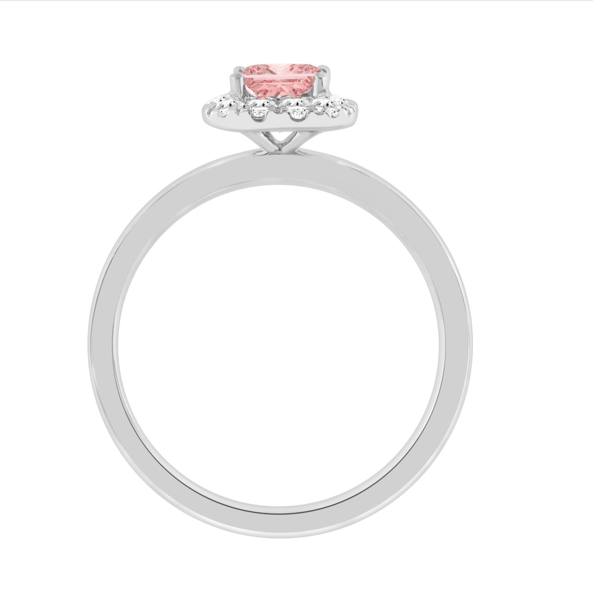 14K WHITE GOLD 3/4CT ROUND/PRINCESS DIAMOND LADIES RING (CENTER STONE PINK PRINCESS DIAMOND 1/2CT)