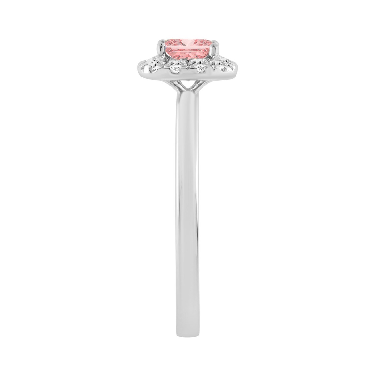 14K WHITE GOLD 3/4CT ROUND/PRINCESS DIAMOND LADIES RING (CENTER STONE PINK PRINCESS DIAMOND 1/2CT)