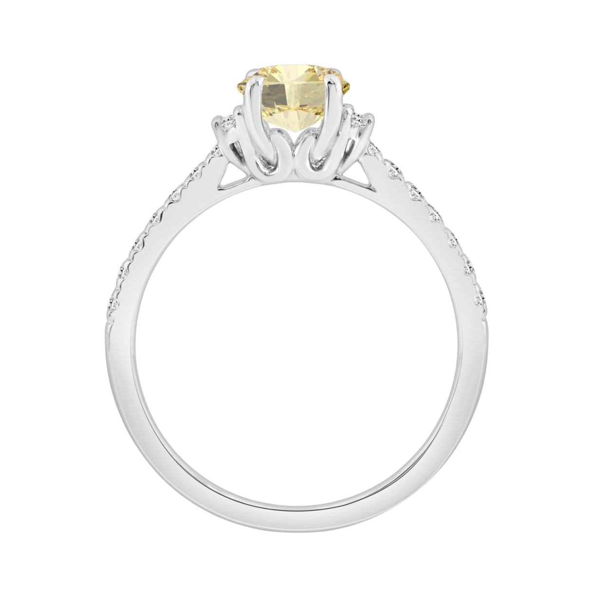 14K WHITE GOLD 1 1/2CT ROUND/OVAL/BAGUETTE DIAMOND LADIES RING (CENTER STONE YELLOW OVAL 1 1/4CT)