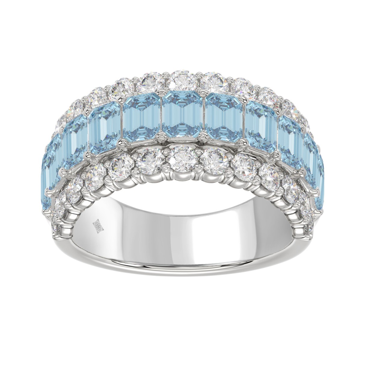 14K WHITE GOLD 3 1/2CT ROUND/EMERALD DIAMOND LADIE...