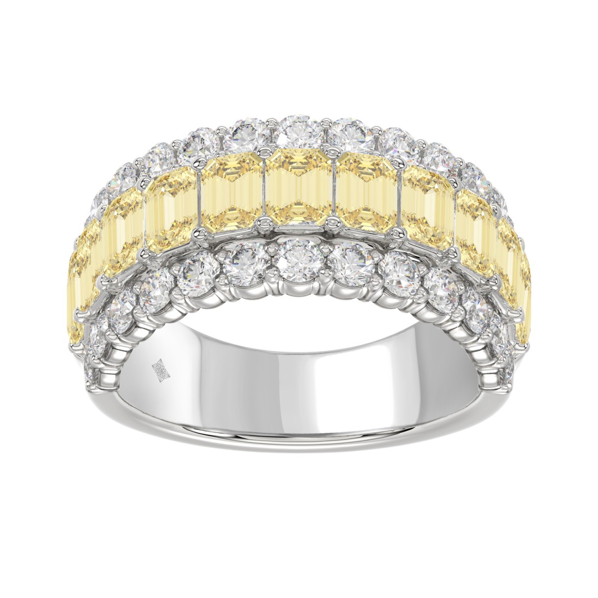 14K WHITE GOLD 3 1/2CT ROUND/YELLOW RADIANT DIAMON...