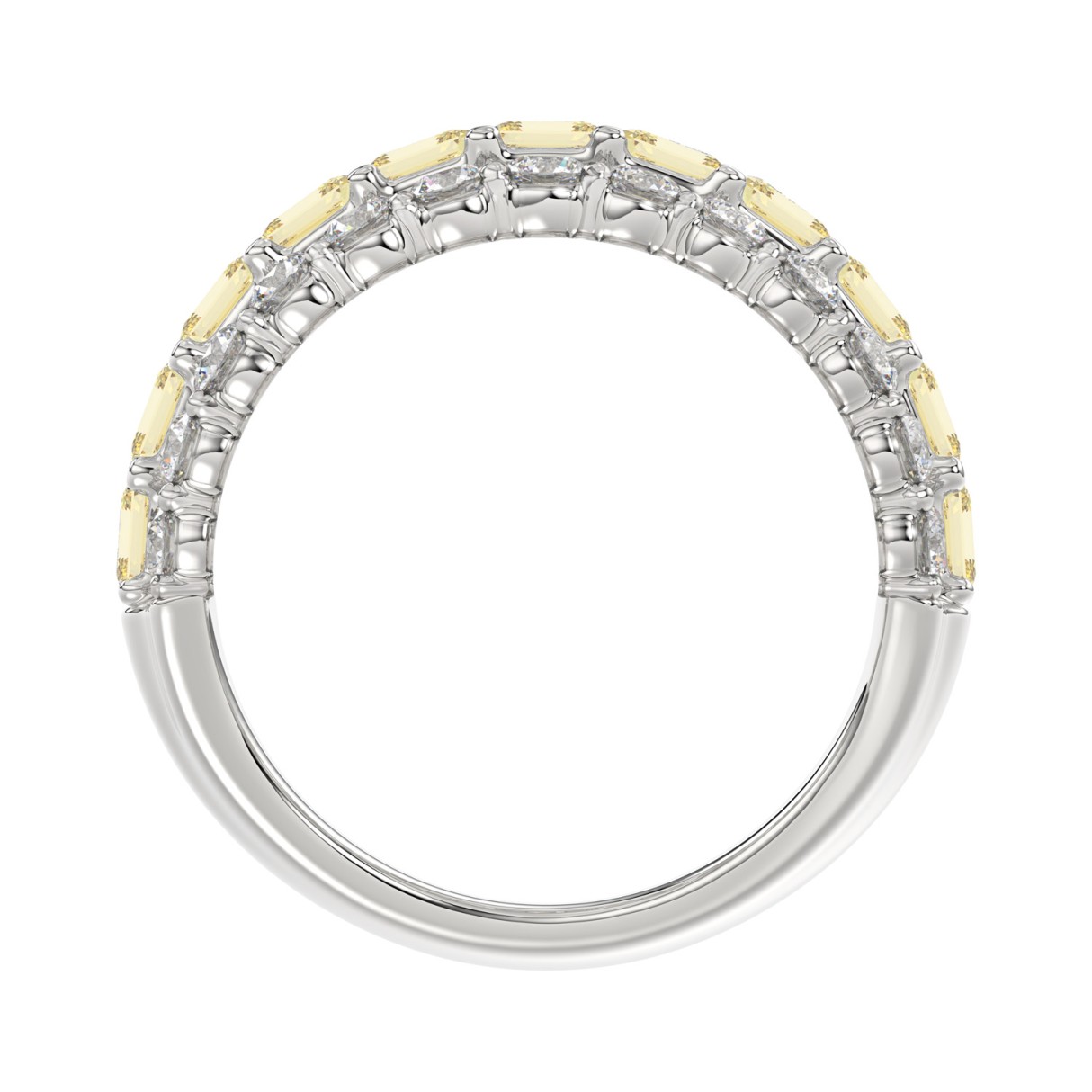 14K WHITE GOLD 3 1/2CT ROUND/YELLOW RADIANT DIAMOND LADIES BAND