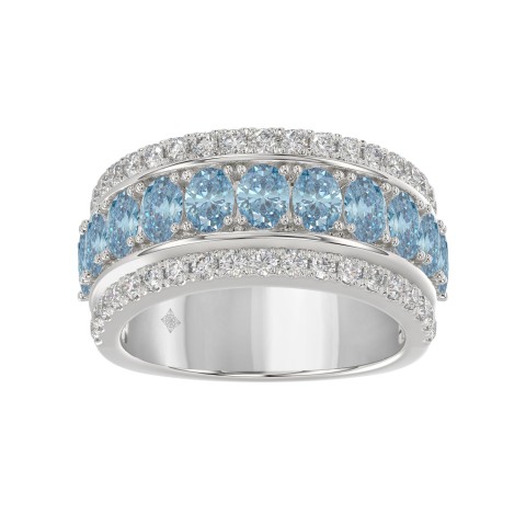 14K WHITE GOLD 2 1/4CT ROUND/OVAL DIAMOND LADIES BAND (CENTER STONE OVAL BLUE DIAMOND 1 5/8CT)