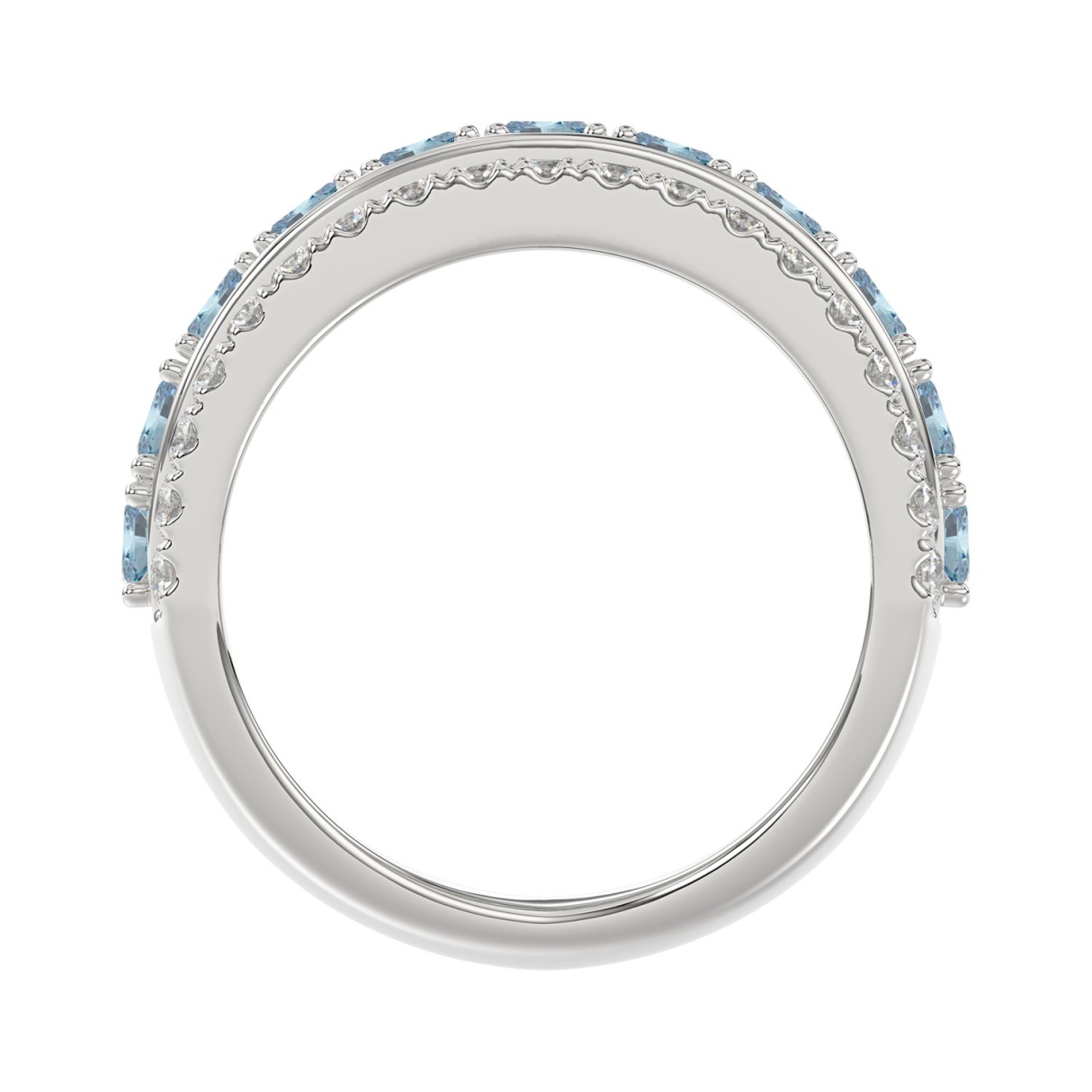 14K WHITE GOLD 2 1/4CT ROUND/OVAL DIAMOND LADIES BAND (CENTER STONE OVAL BLUE DIAMOND 1 5/8CT)