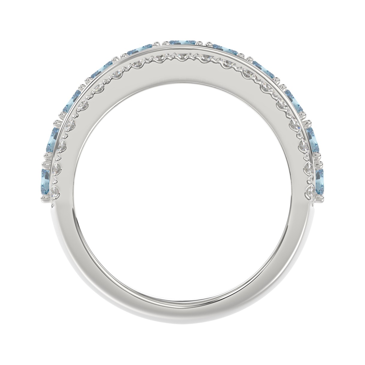 14K WHITE GOLD 2 1/4CT ROUND/OVAL DIAMOND LADIES BAND (CENTER STONE OVAL BLUE DIAMOND 1 5/8CT)