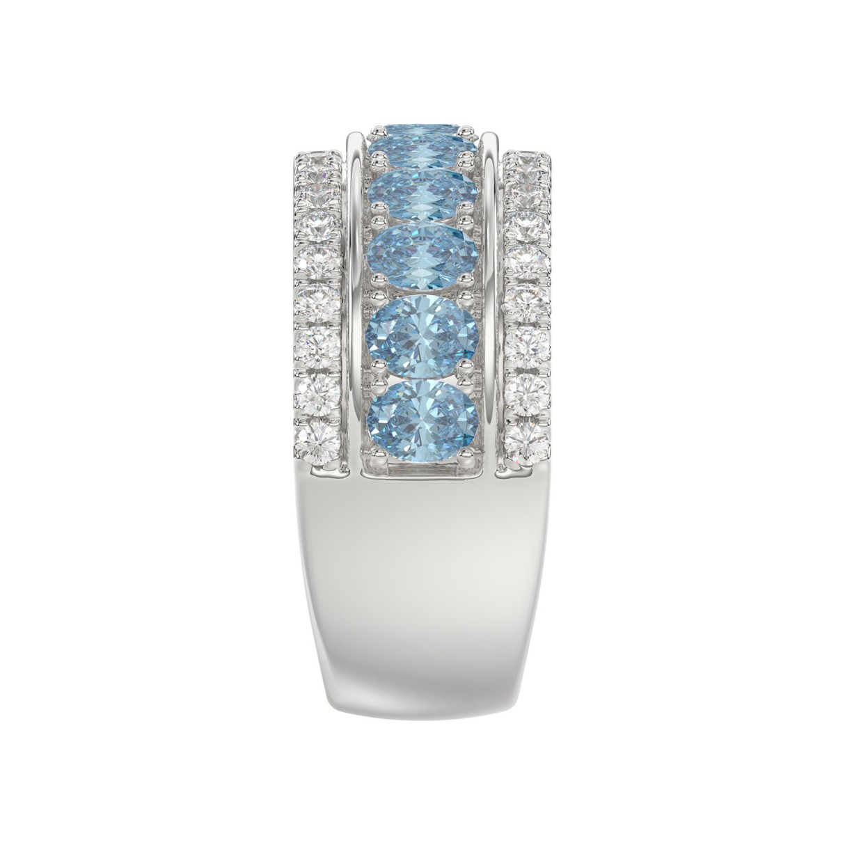 14K WHITE GOLD 2 1/4CT ROUND/OVAL DIAMOND LADIES BAND (CENTER STONE OVAL BLUE DIAMOND 1 5/8CT)