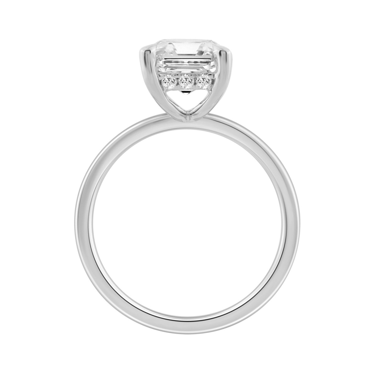 14K WHITE GOLD 3.00CT EMERALD/ROUND DIAMOND LADIES RING 