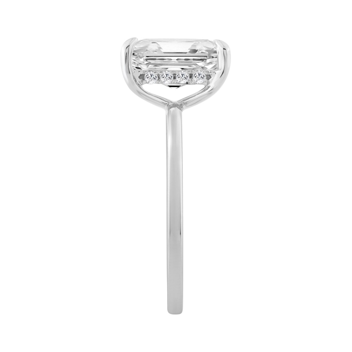 14K WHITE GOLD 3.00CT EMERALD/ROUND DIAMOND LADIES RING 