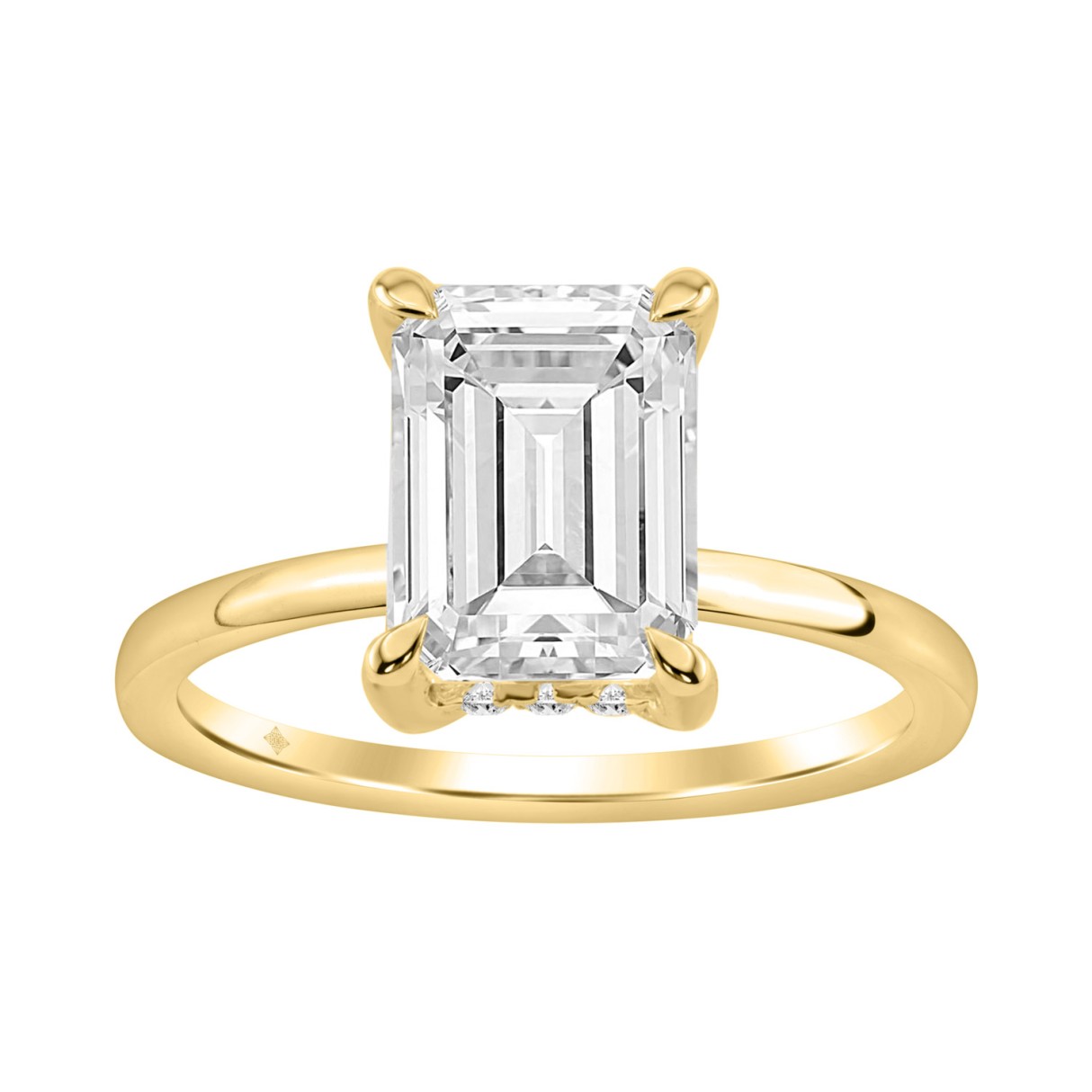 14K YELLOW GOLD 3.00CT EMERALD/ROUND DIAMOND LADIE...