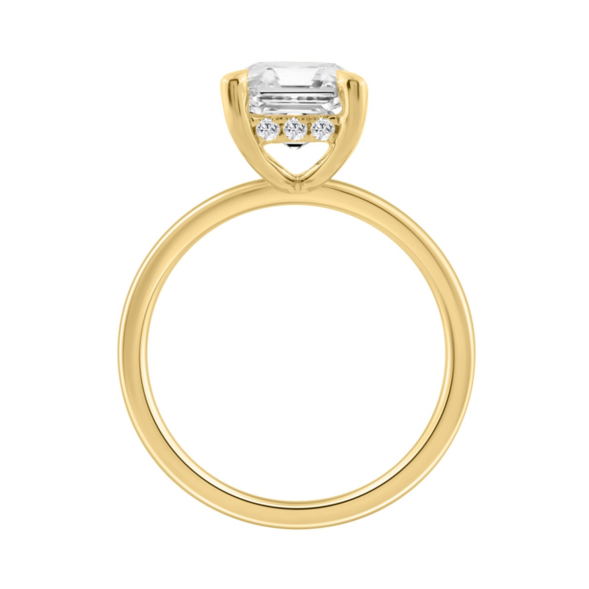 14K YELLOW GOLD 3.00CT EMERALD/ROUND DIAMOND LADIES RING 