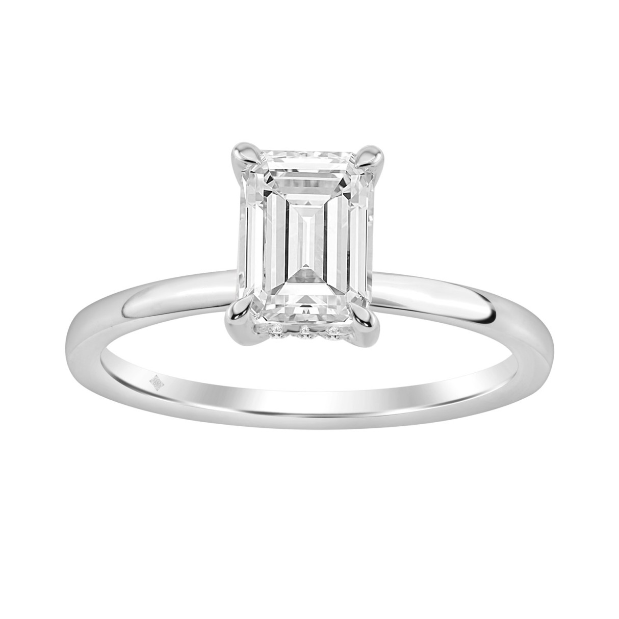 14K WHITE GOLD 1 5/8CT EMERALD/ROUND DIAMOND LADIE...