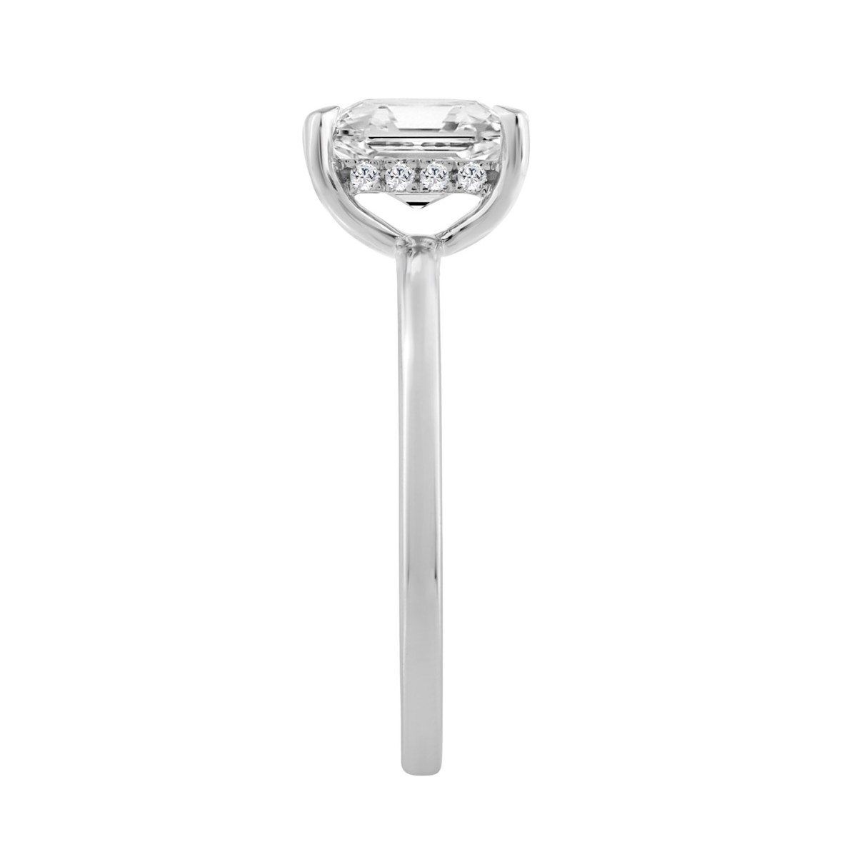 14K WHITE GOLD 1 5/8CT EMERALD/ROUND DIAMOND LADIES RING 