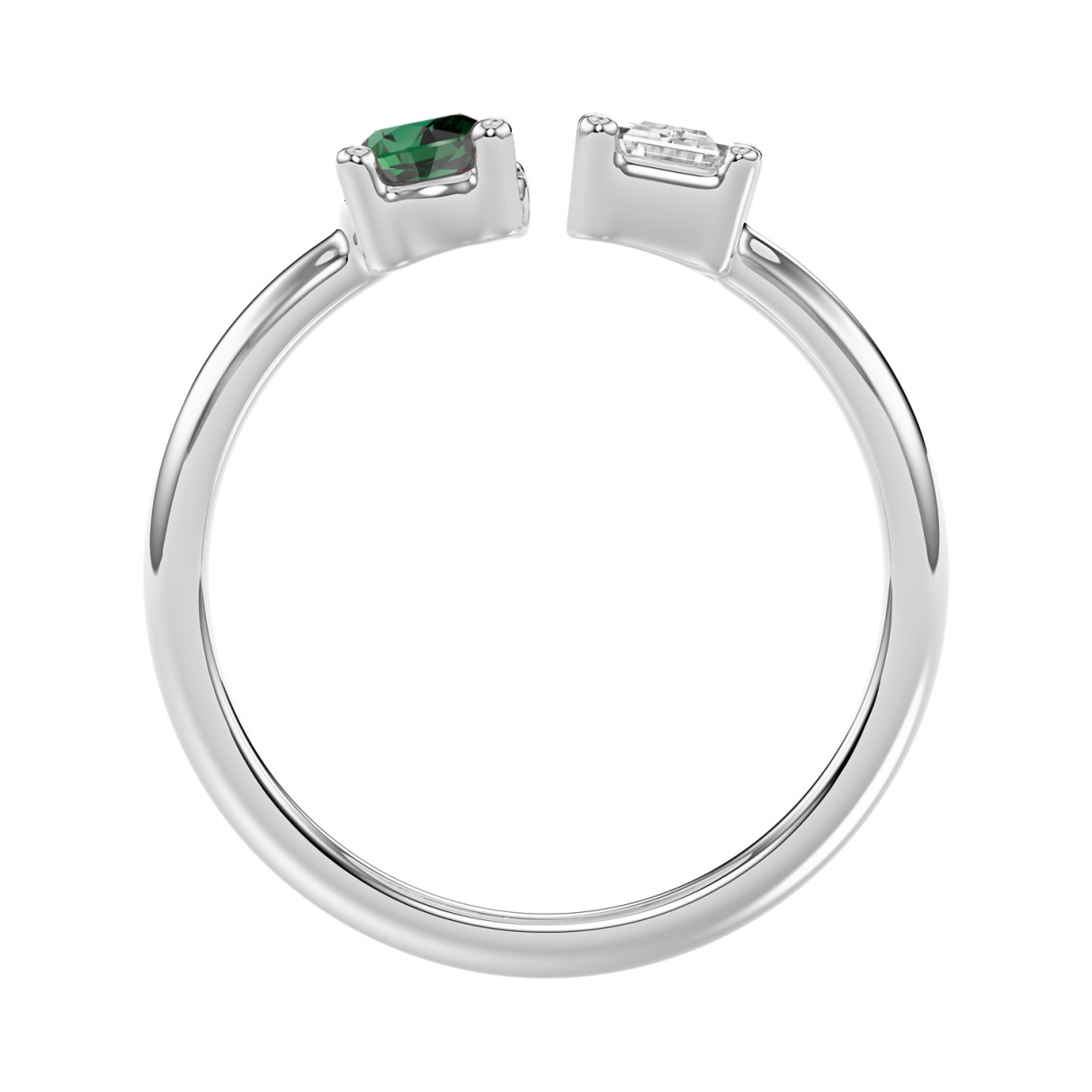 14K WHITE GOLD 1.00CT EMERALD/GREEN EMERALD PEAR DIAMOND LADIES RING 