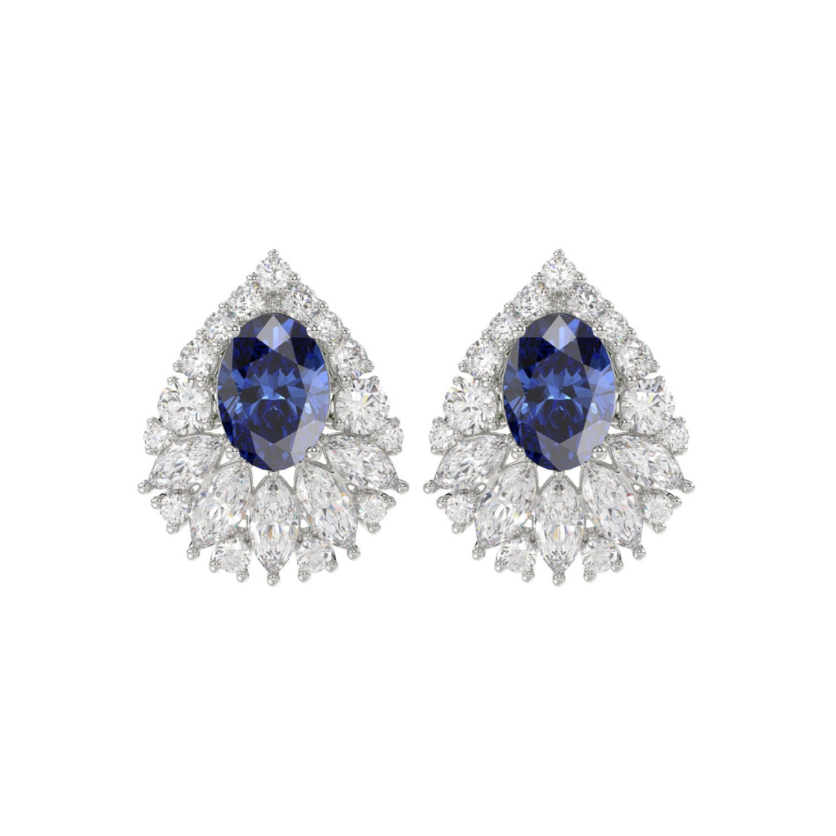14K WHITE GOLD 4 3/4CT ROUND/MARQUISE/BLUE SAPPHIR...