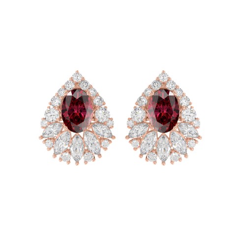 14K ROSE GOLD 4 3/4CT ROUND/MARQUISE/RUBY OVAL DIAMOND LADIES EARRING (RUBY OVAL DIAMOND 2 3/4CT) 14K ROSE GOLD 4 3/4CT ROUND/MARQUISE/RUBY OVAL DIAMOND LADIES EARRING (RUBY OVAL DIAMOND 2 3/4CT)