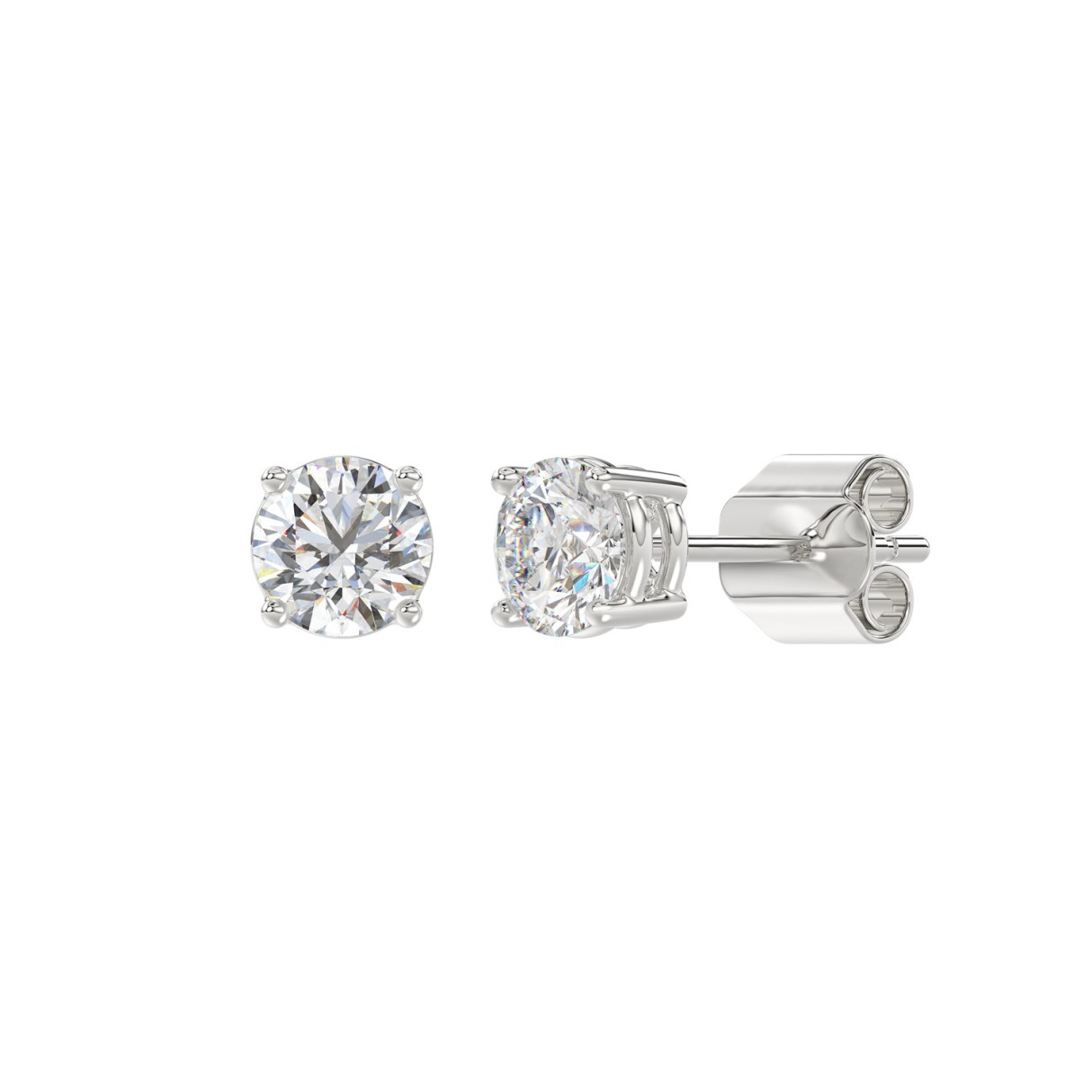 14K WHITE GOLD 1.00CT ROUND DIAMOND LADIES EARRING 