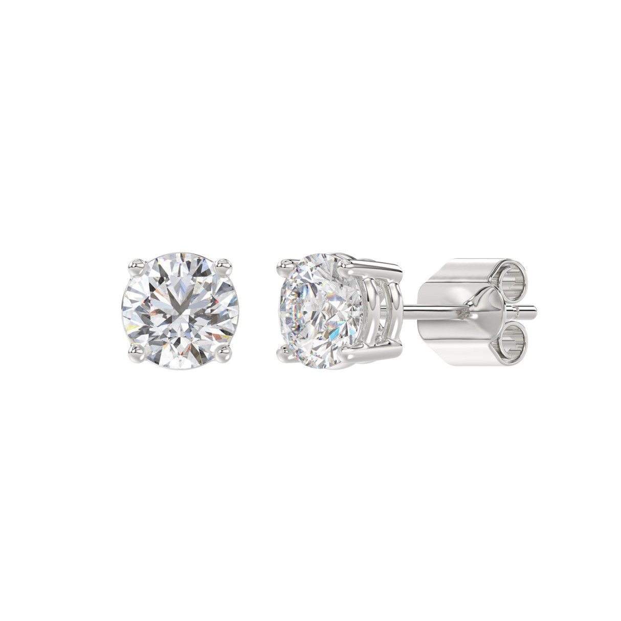 14K WHITE GOLD 2.00CT ROUND DIAMOND LADIES EARRING 