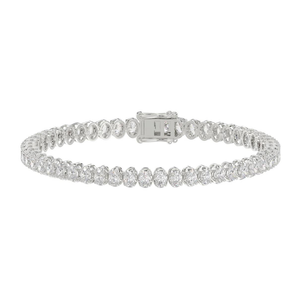 Elegant 10K White Gold  Oval Diamond Bracelet 5.00CT Ladies Luxury Tennis Bracelet 