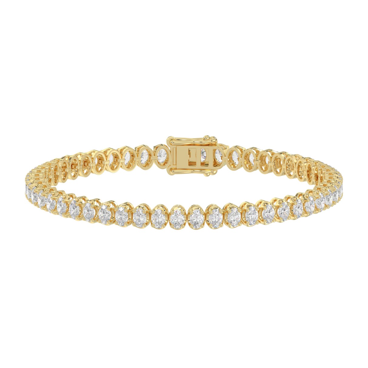 Elegant 10K Yellow Gold  Oval Diamond Bracelet 5.00CT Ladies Luxury Tennis Bracelet 